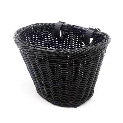 Decorative Woven Storage Basket with Leather Handles Acalora
