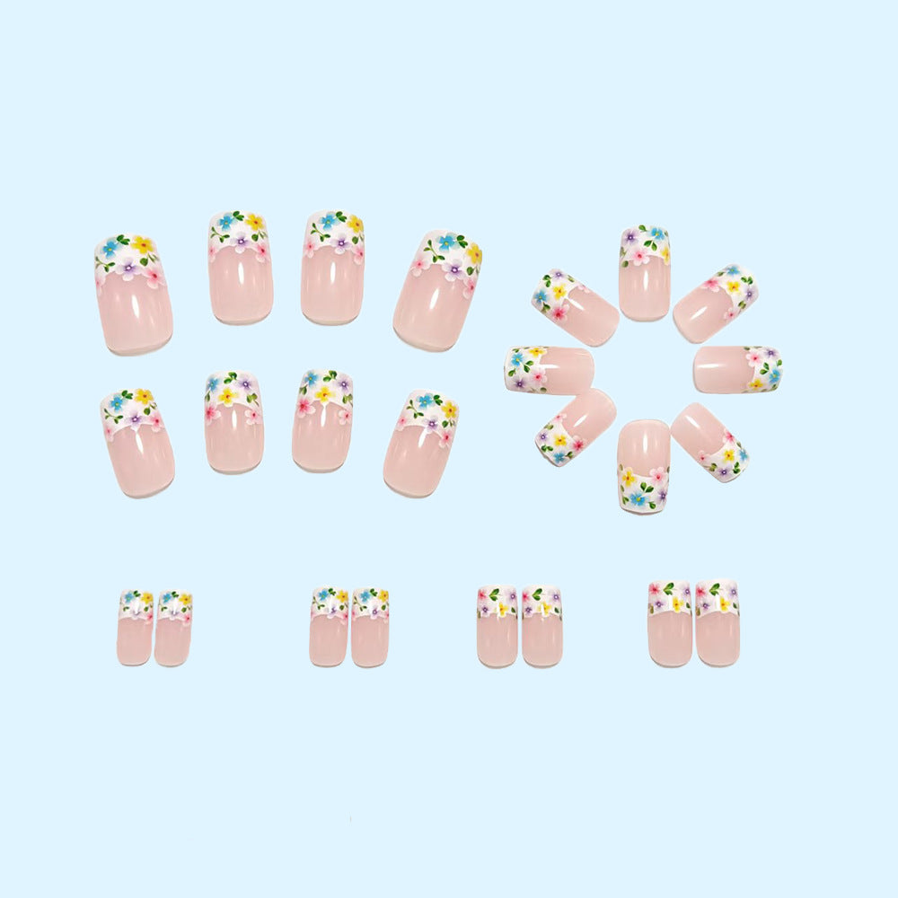 Artificial nails with floral designs and high-gloss finish Acalora