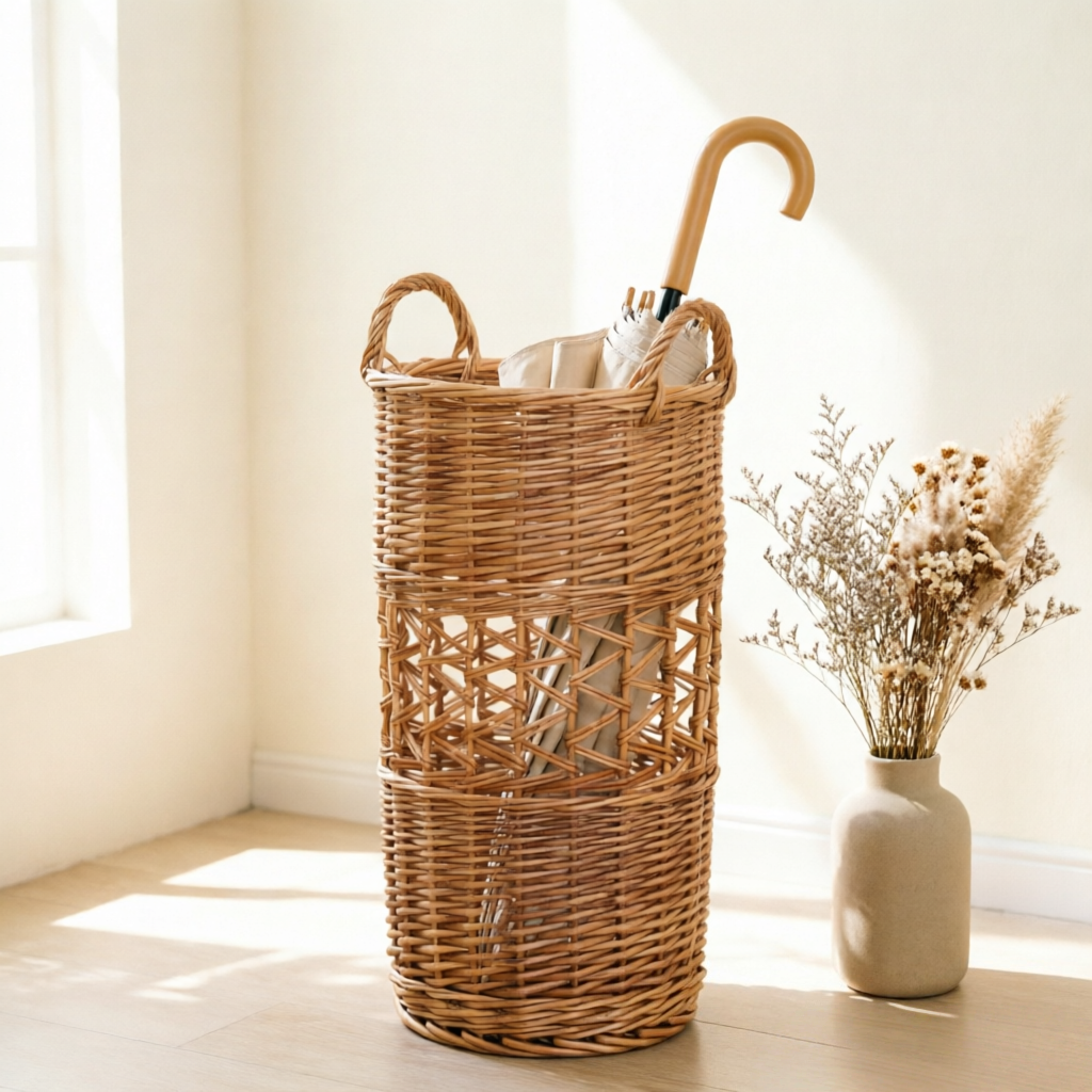 Handcrafted willow basket with cotton lining Acalora