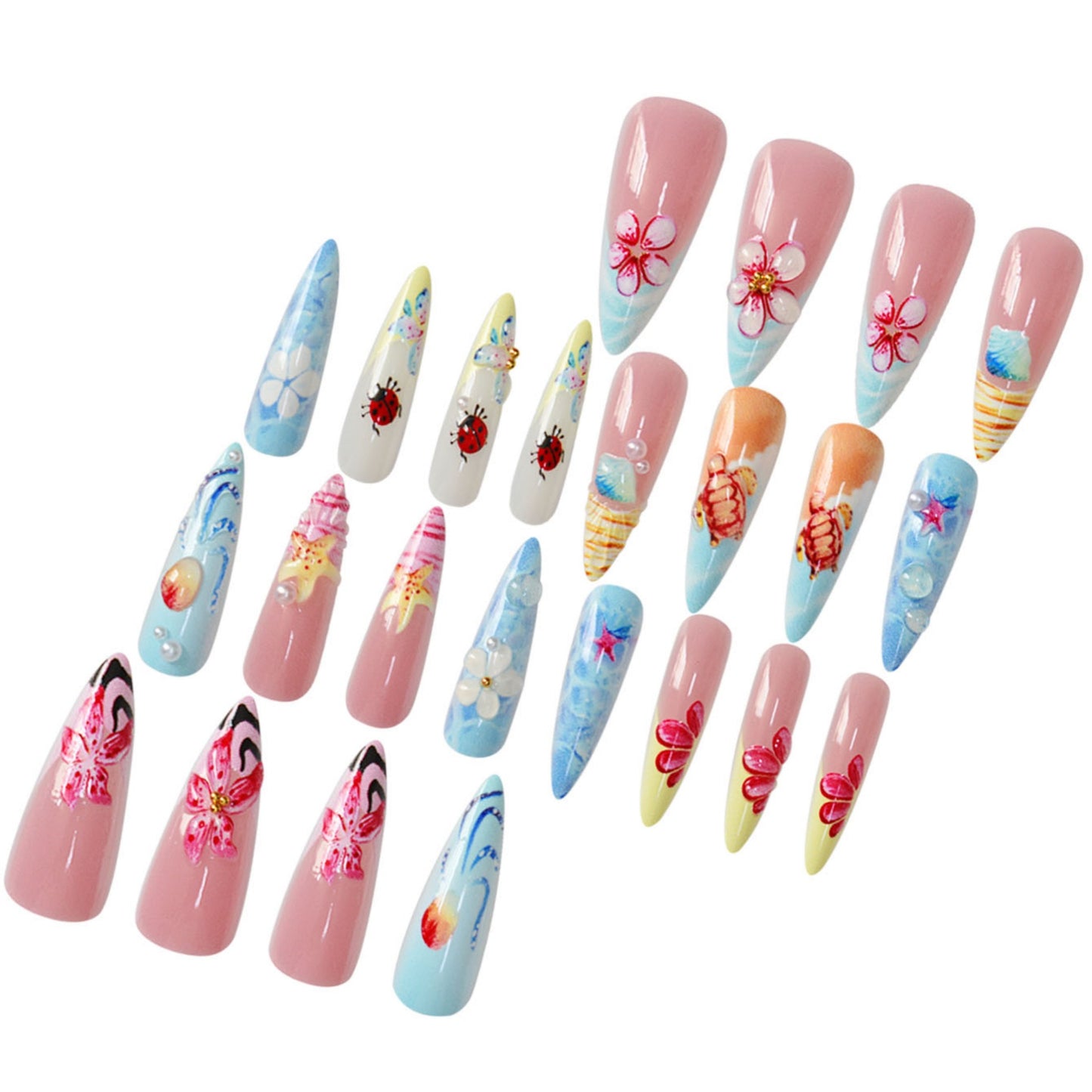 Artistic Sea-Inspired Press-On Nails Acalora