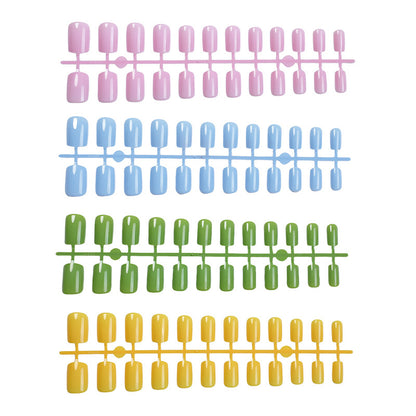 Glossy Press-On Nail Set with Creative Colorful Styles Acalora