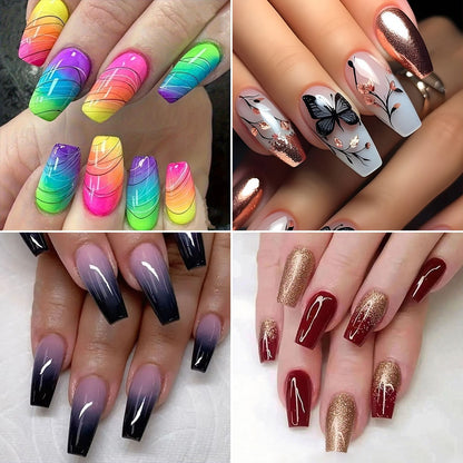 Artificial nails with glamorous glitter design and high gloss finish Acalora