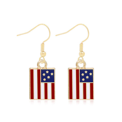 Women's lightweight star earrings with enamel flag design and fishhook Kalsten