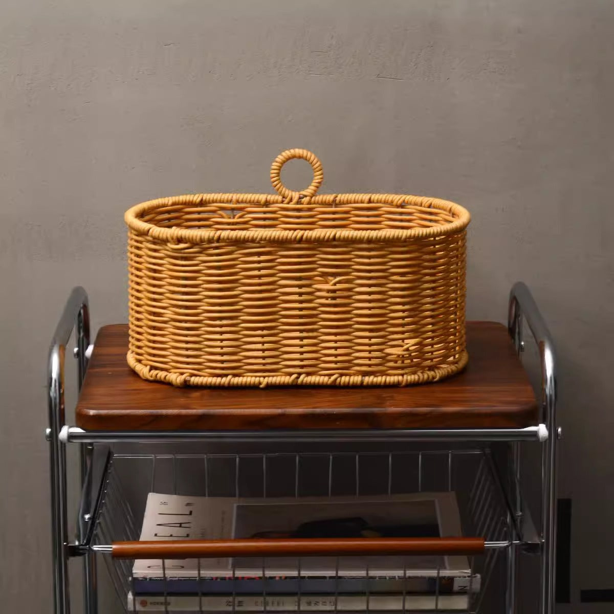 Handwoven willow basket with animal motif Acalora