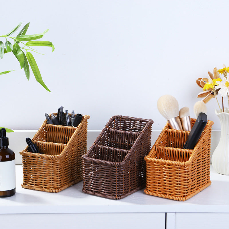 Multi-Compartment Woven Organizer Basket Acalora