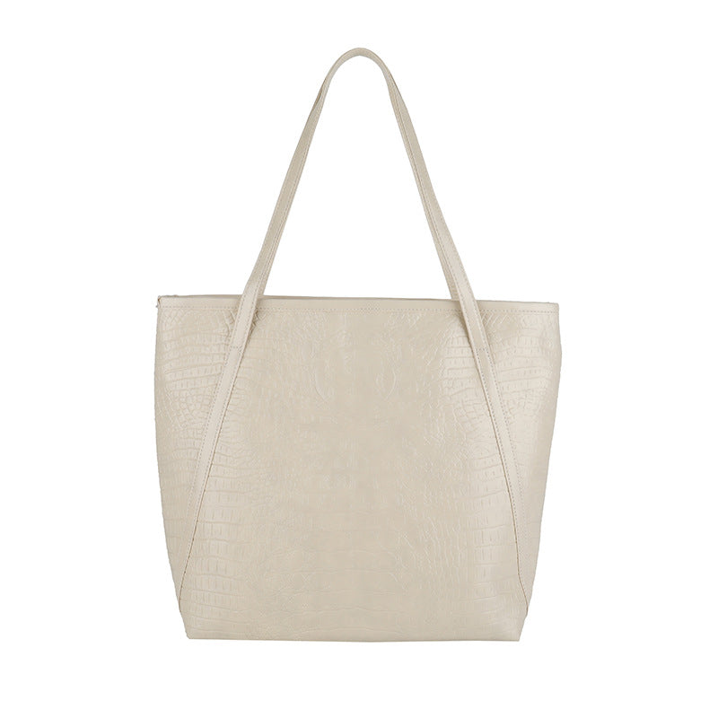 Crocodile-Embossed Leather Tote Bag Acalora