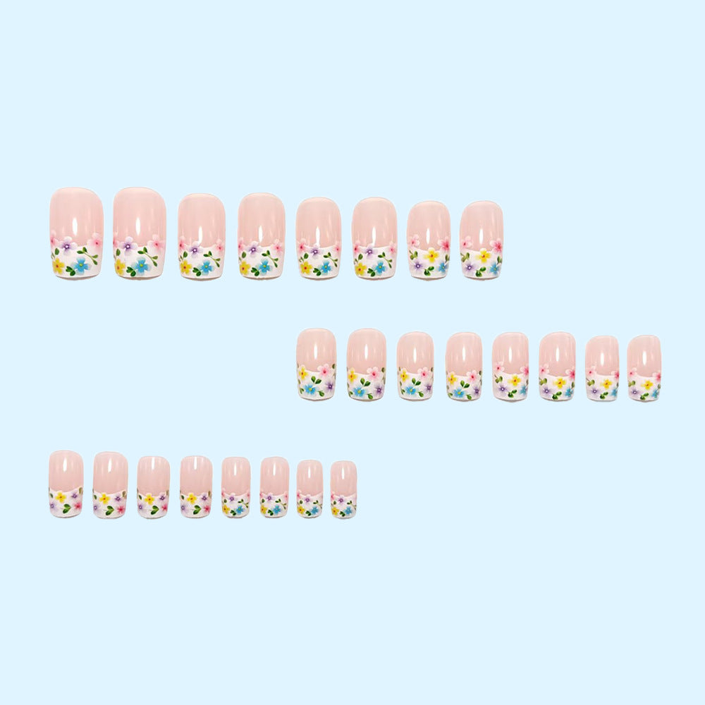 Artificial nails with floral designs and high-gloss finish Acalora