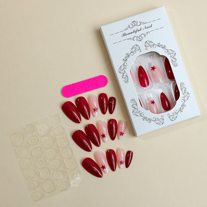 Premium Press-On Nail Set with Star and Glossy Design Acalora