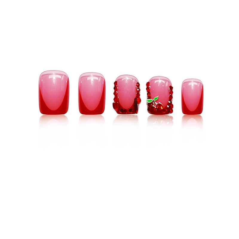 Artistic Press-On Nail Set with Floral Embellishments Acalora