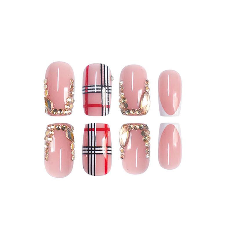Decorative Press-On Nail Art with Gold Accents Acalora