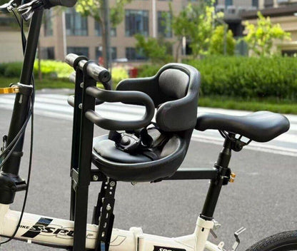 padded child bike safety seat with high back and five-point harness Bowlift