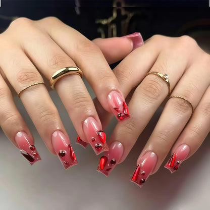 Elegant 3D Gemstone Press-On Nail Art Acalora