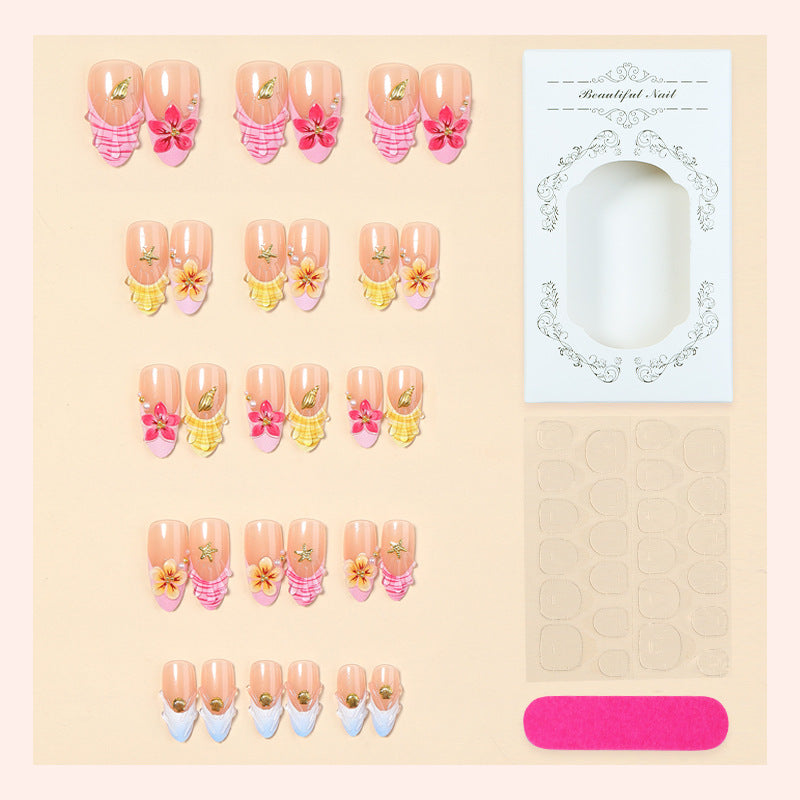 Floral Themed Premium Press-On Nail Art Set Acalora