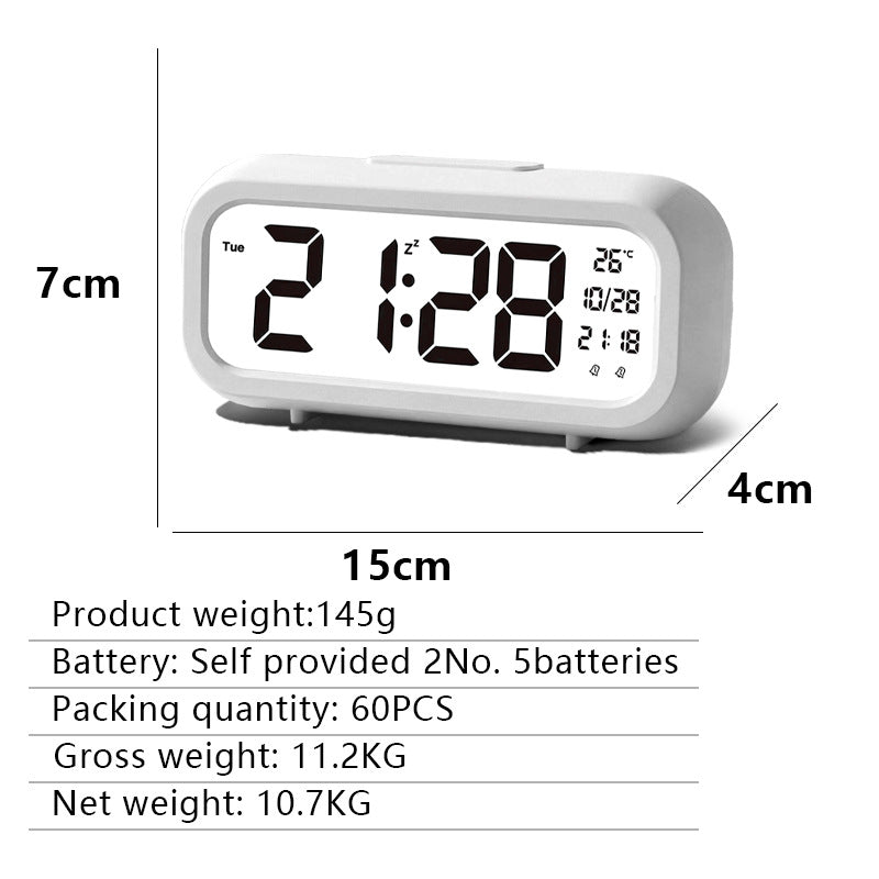 Digital alarm clock with temperature display and large LED display