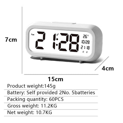 Digital alarm clock with temperature display and large LED display
