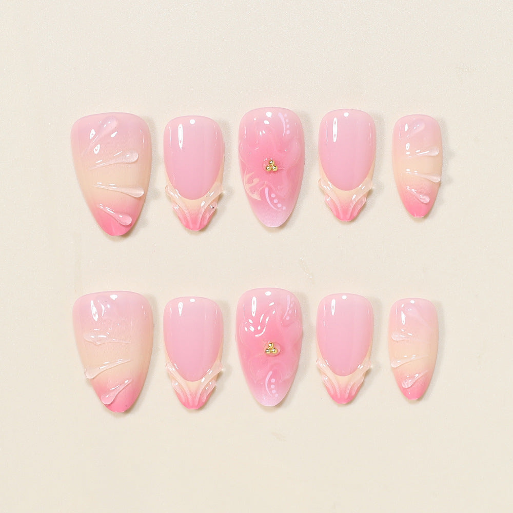 Elegant Floral Press-On Nail Art Set Acalora