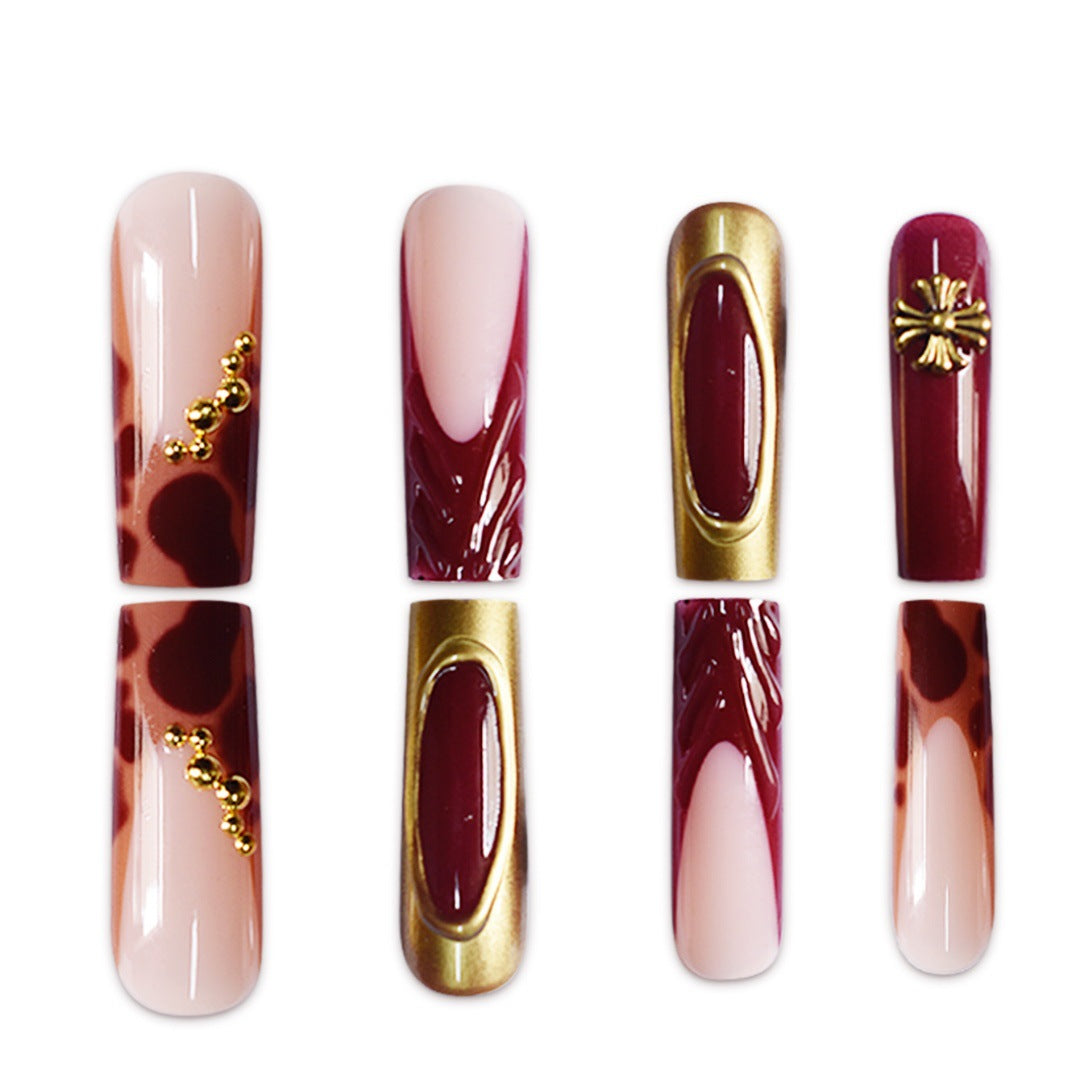 Artistic Long Press-On Nails with Elegant Accents Acalora