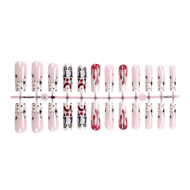 Artistic Press-On Nail Set with Creative Halloween Designs Acalora