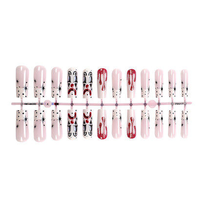 Artistic Press-On Nail Set with Creative Halloween Designs Acalora