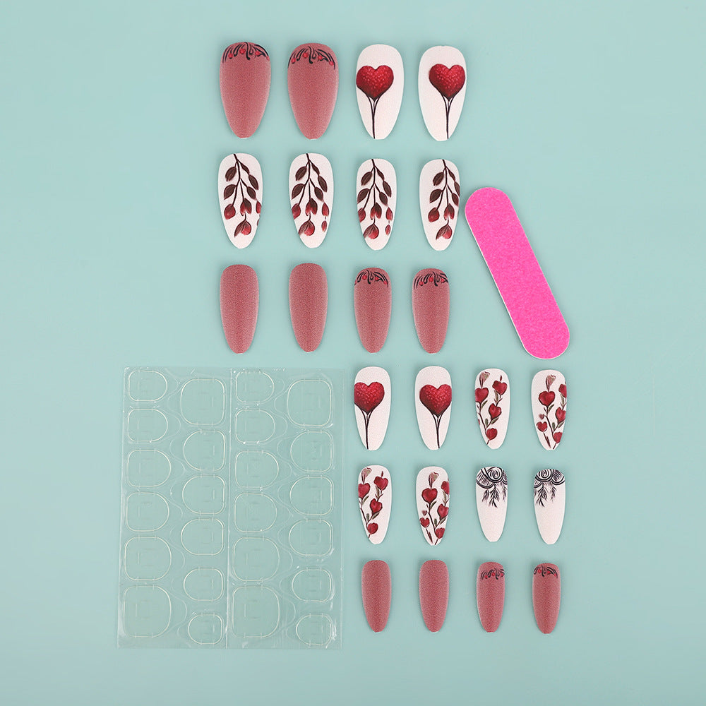 Artificial Nail Set with Romantic Heart Design Acalora