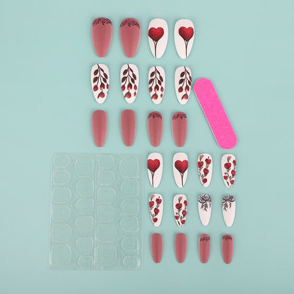 Artificial Nail Set with Romantic Heart Design Acalora
