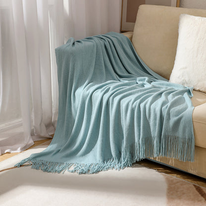 Unisex Luxurious Plush Fringe Throw Blanket