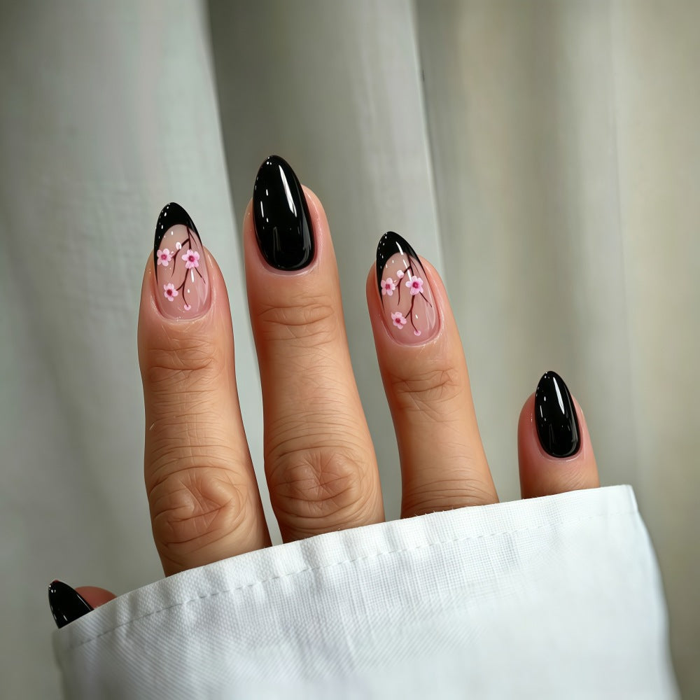 Trendy Artificial Nails with Floral Accents Acalora