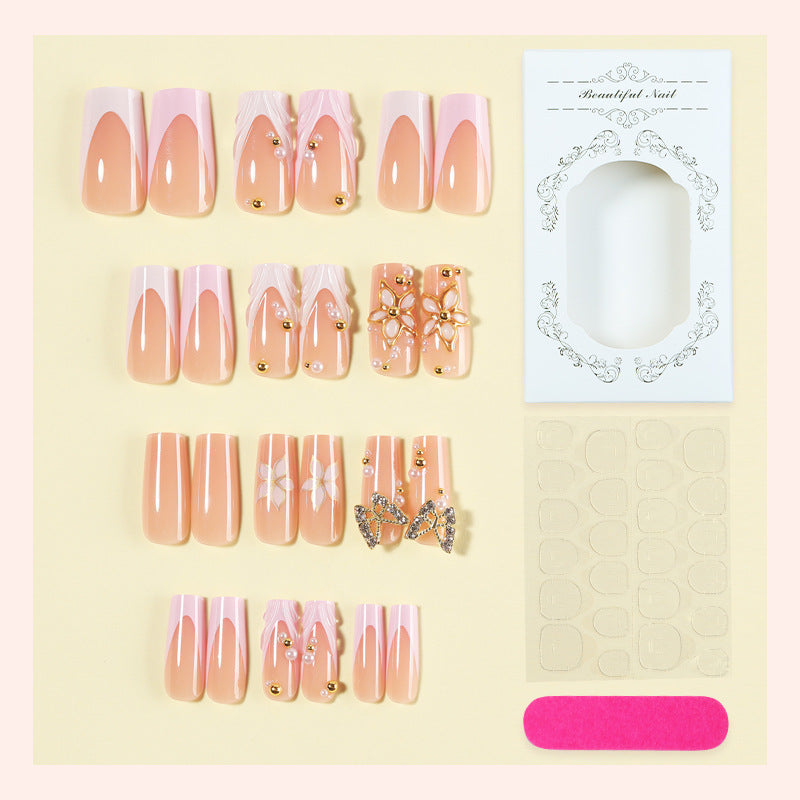 Decorative Press-On Nail Art Set with Crystal Accents Acalora