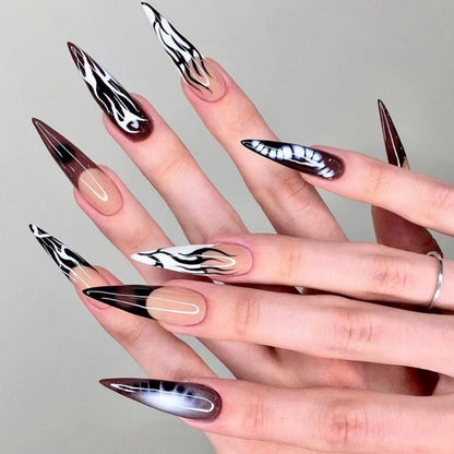 Artificial nails with creative black-and-white pattern Acalora