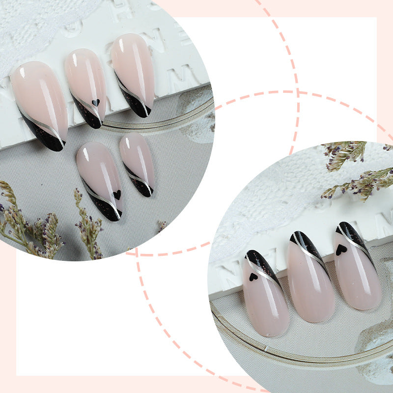 Premium Decorative Press-On Nail Set with Elegant French Design Acalora