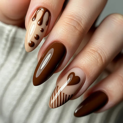 Artificial nails with creative heart and chocolate designs Acalora