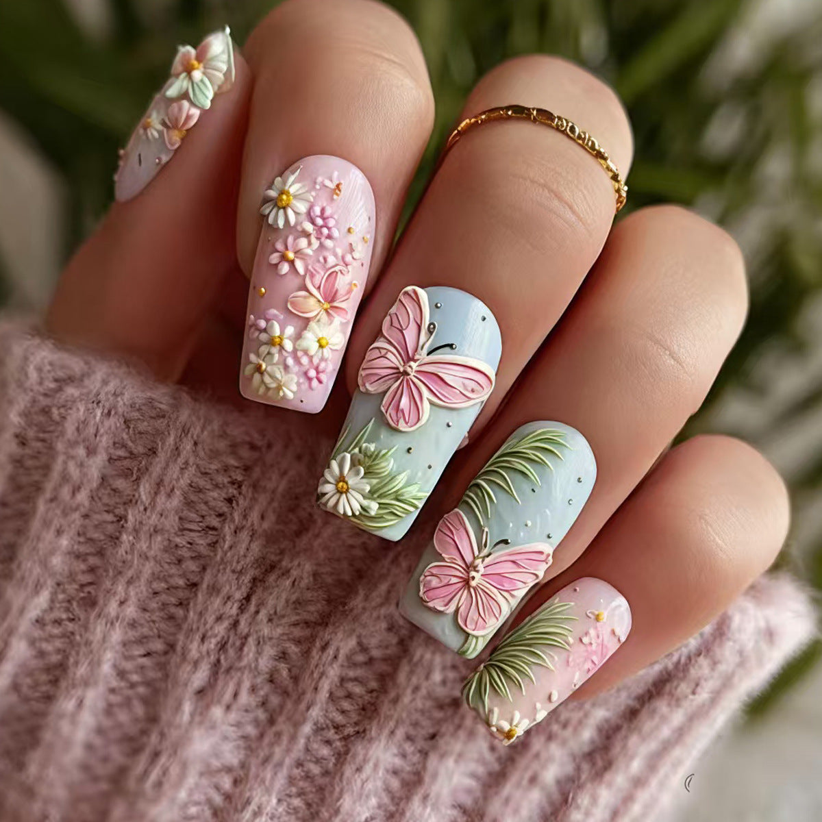 3D Floral Butterfly Nail Art Acalora