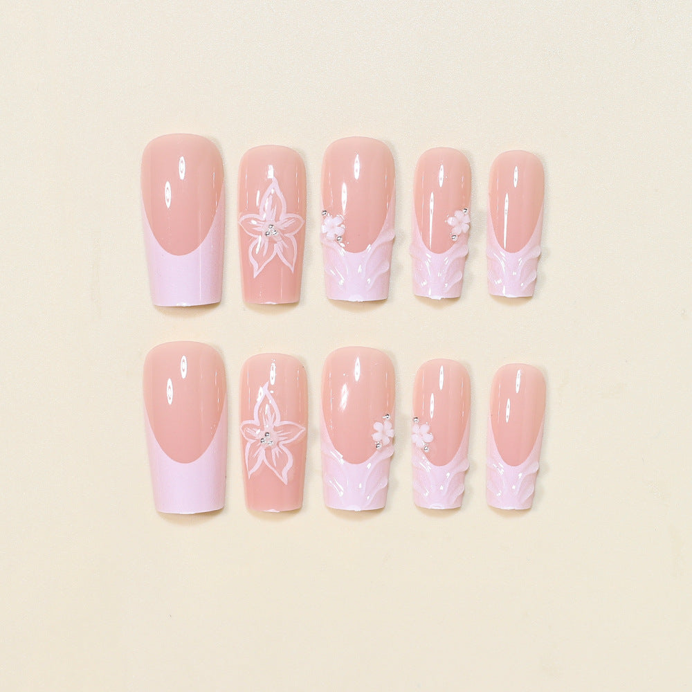 Elegant Floral Press-On Nail Art Acalora