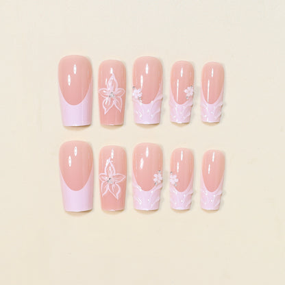Elegant Floral Press-On Nail Art Acalora