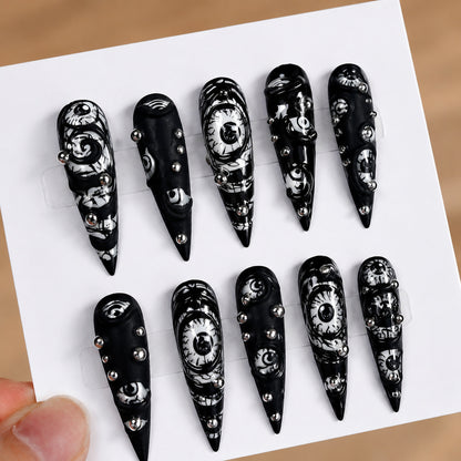 Spooky Themed Press-On Nails Set Acalora