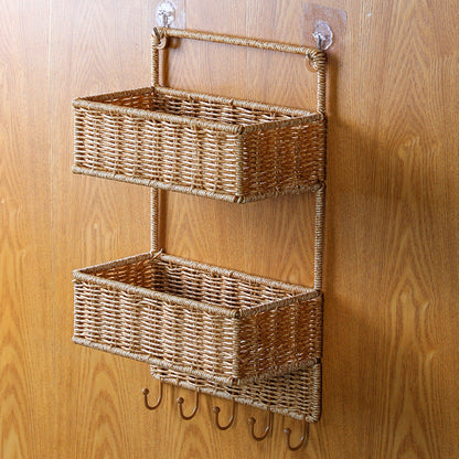 Unisex Wall-mounted Storage Basket with Double Shelf Bowlift