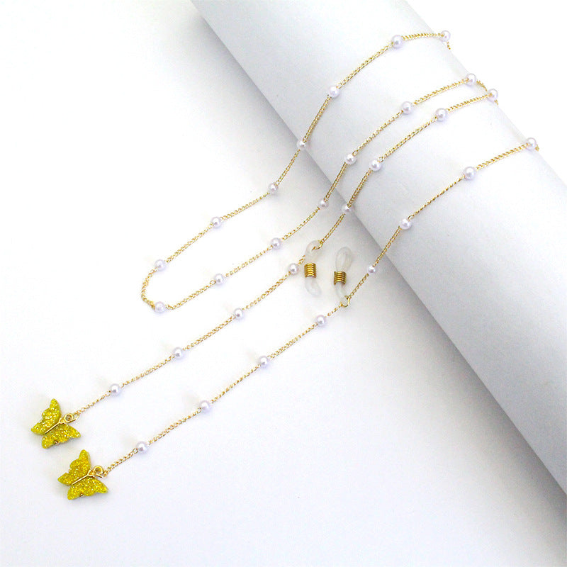 Butterfly-Embellished Eyewear Chain Acalora