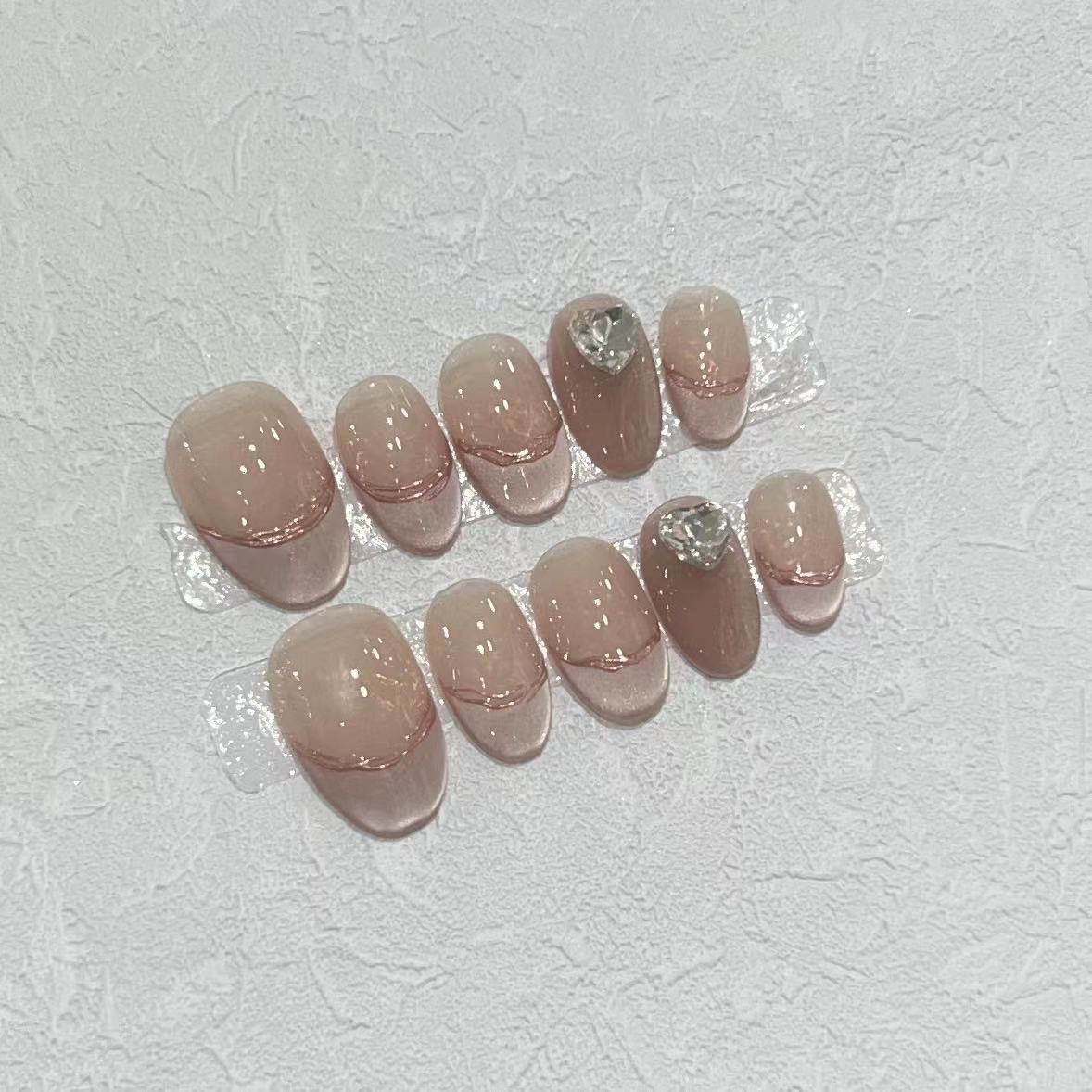 Elegant Press-On Nail Set with Jewel Accents Acalora