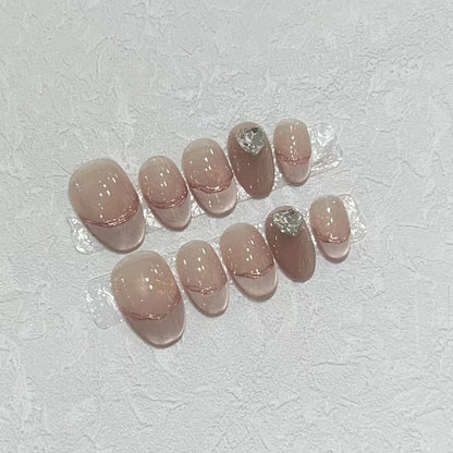 Elegant Press-On Nail Set with Jewel Accents Acalora
