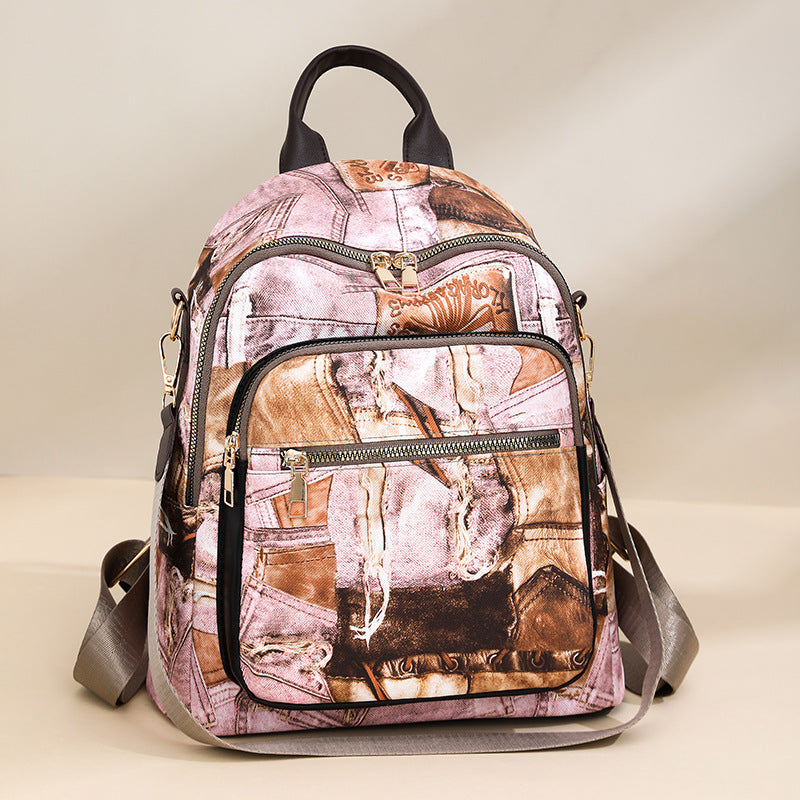 Stylish Denim Pattern Backpack Acalora