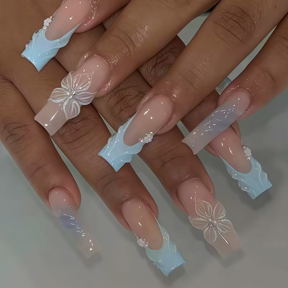 3D Floral Decorative Press-On Nail Art Acalora