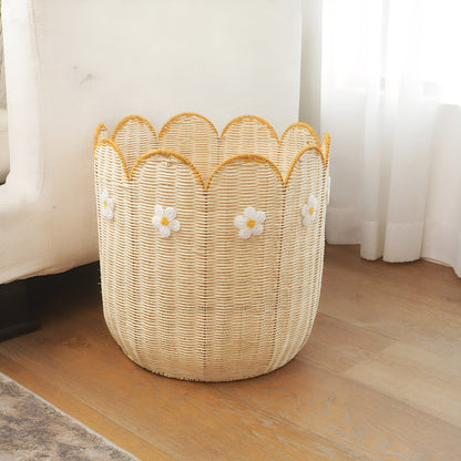 Decorative Scalloped Edge Woven Basket Acalora