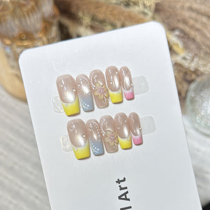 Artistic Floral Design Press-On Nail Set Acalora