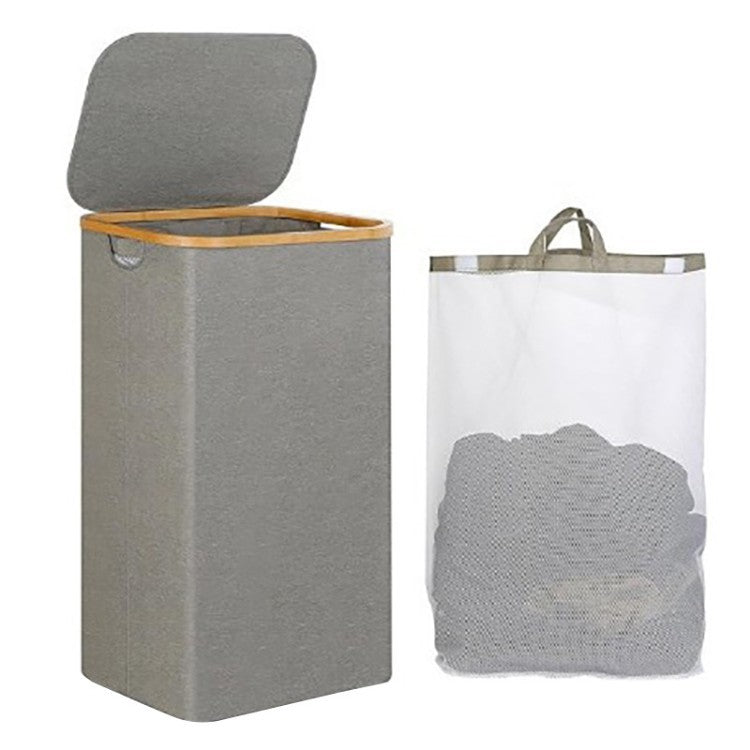 Stylish laundry basket with wooden lid Acalora