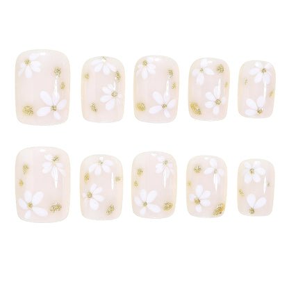 Elegant Floral Design Press-On Nail Art Acalora