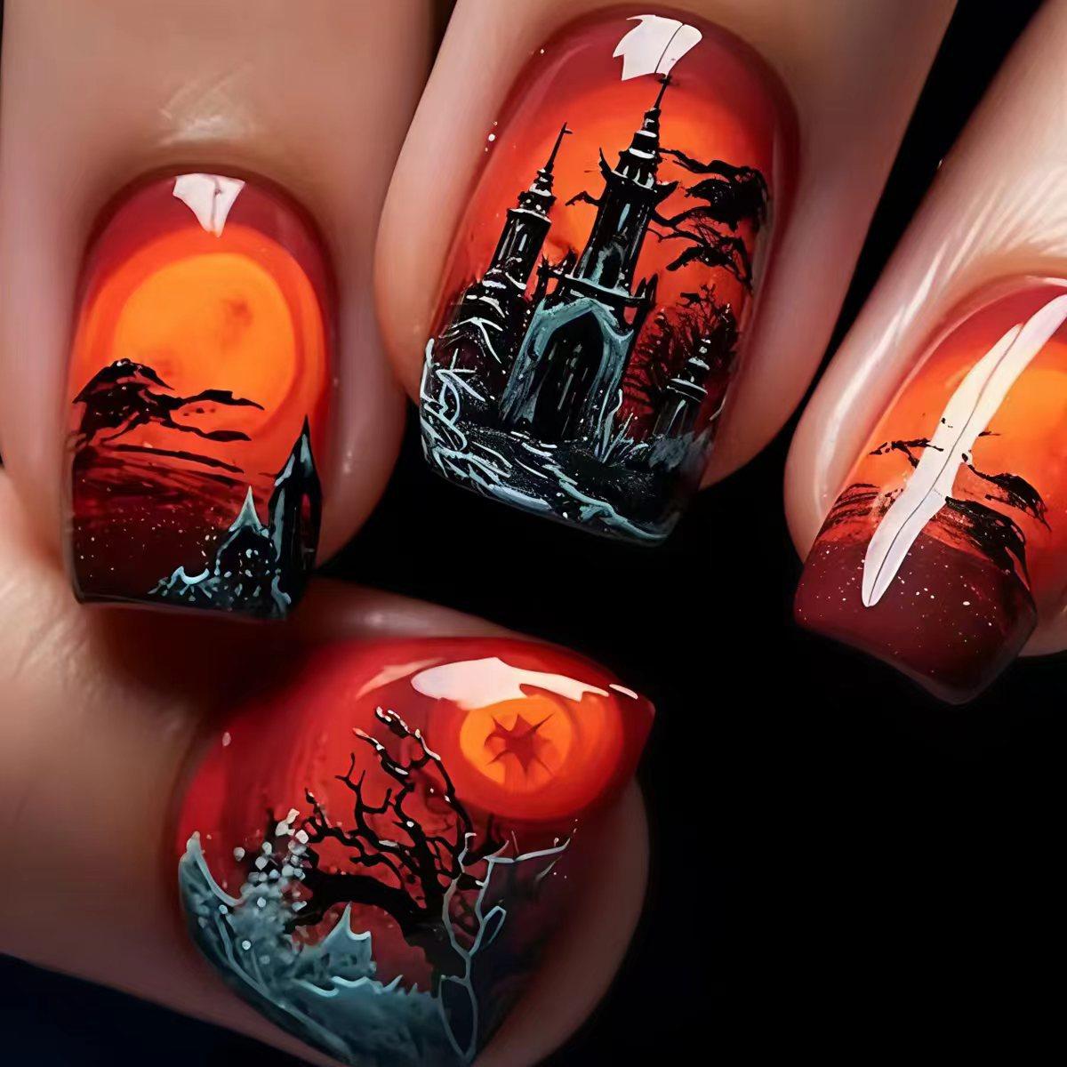 Artistic Halloween Nail Art Acalora