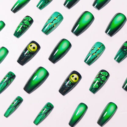 Artistic 3D Floral and Skull Nail Art Acalora
