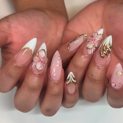 Elegant Floral Stiletto Nail Art Acalora
