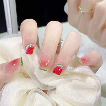 Creative acrylic nail set with watermelon pattern Acalora