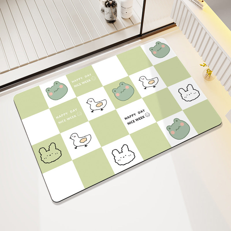 Cartoon Cat-Themed Bath Rug Acalora
